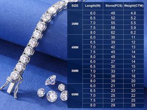 3Mm-6Mm 925 Sterling Silver VVS Moissanite Tennis Bracelet Pass Diamond Test Free Engraved Bling Men's Fine Jewelry For Women 2849