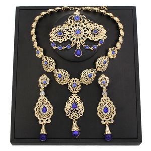 Pendant Necklaces Sunspicems Gold Color Moroccan Bride Jewelry Sets for Women Caftan Brooch Earring Set Algeria Flower 230506