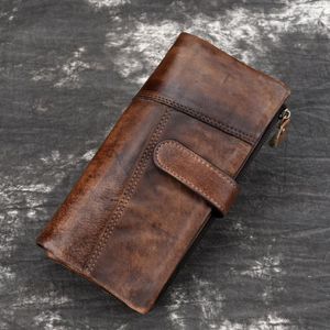 Brieftaschen aus echtem Leder, Kupplungs-Geldbörse, Münzfach, Bargeld, Multi-Kartenhalter, Vintage-Qualität, natürliche Haut, Männer, Geldbeutel, lange Geldbörse