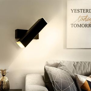 Lampade da parete Moderne luci a LED Lampada da comodino per camera da letto creativa Può ruotare il soggiorno in nero