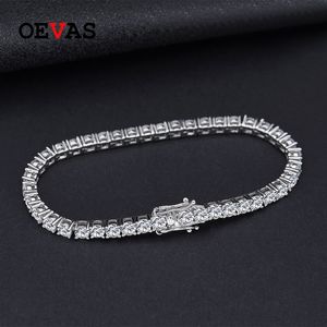 Zincir Oevas 100% 925 STERLING Gümüş 3mm Oluşturuldu Elmas Taş Barko Terazları Düğün Tenis Bilezik Güzel Takı Toptan Dropship 230506