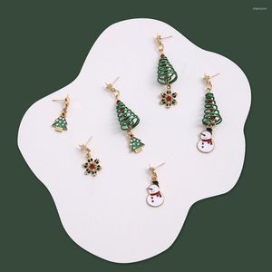 Stud Earrings 2023 Christmas Jewelry Creative Kawaii Earring Snowflake Tree Snowman Drop Cute Female Child Year Gifts