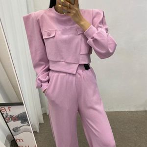 Damenhose Korean Chic Retro Unregelmäßiges Design One-Shoulder Short Style Hoodie Patch Wide-Leg Fashion Suit Zweiteiliges Set