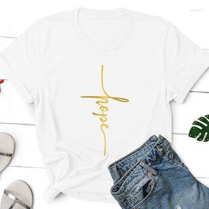 Damen T-Shirts Christian Gold HOFFNUNG Glaube gesegnet schwarz Baumwolle Kleidung Mode bedrucktes T-Shirt Grafik T-Shirts Top T-Shirts Unisex Goth