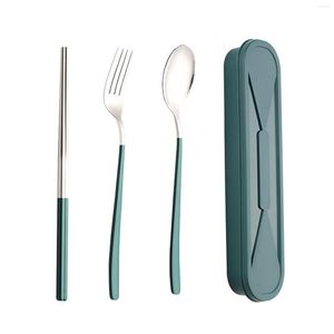 Dinnerware Sets 3pcs Student Home Camping Easy Clean With Posticks Portable Cutlery Set Outdoor Picnic Storage Case Facho