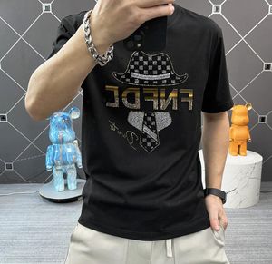 Fashion Men's T-Shirts Short sleeved T-shirt for men, European goods, oversized slim fitting, European and American trend hot diamond men's top