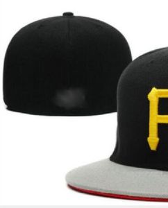 Ready Stock grossist Högkvalitativ herr Pittsburgh Sport Team monterade mössor Flat Brim på fälthattar Full stängd designstorlek 7- Storlek 8 Monterad baseball Gorra Casquette A0