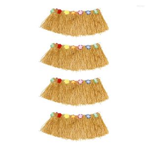 Tischdecke 4X Rock Hawaiian Luau Blume Gras Garten Hochzeit Party Strand Dekor Khaki