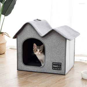 Katzenbetten Doppeldach-Hundehütte Zimmerbett Luxus-Haustierkisten für Hunde Tragbare Faltzwinger Haustiere Indoor Outdoor High-End-Winter
