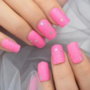 False Nails Square With Glitter Pre Designed Medium Press On Nail Tips Fingernails Wholesale Lovely Supplies For Professionals