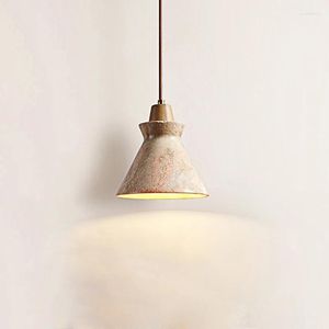 Hängslampor japansk stil wabi sabi valnöt hem dekoration liten lampa kreativ design sten restaurang klädbutik 5w ledande pendent