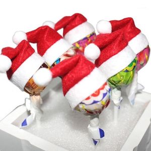 Noel dekorasyonları 6pcs/set Creative Caps Mini Şapka Noel Baba Noel Lolipop Düğün Hediye Ağacı Süsleme Dekoru