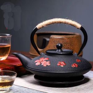 Teareware 900 ml żelazne wiśniowe kwiaty herbaty czajnik teapot herbatę herbatę