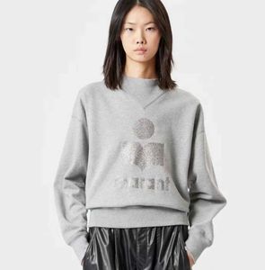 Isabel Marant Designer Sweatshirt Moda Yeni Mektup Floking Baskı Üçgen Boyun Kadın Günlük Uzun Kollu Sweatshirt