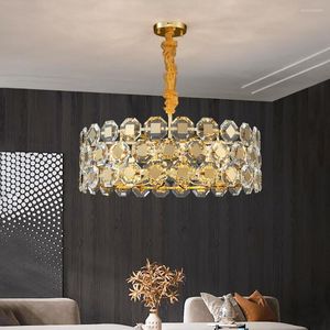 Lâmpadas pendentes Lustres de cristal nórdicos Retângulo de teto pendurado lustre LED para a sala de estar da cozinha da cozinha