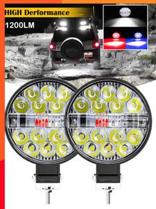 Ny 2st 42W bil LED -arbetsljus runt 24LED POD 3 färger hög ljusstyrka LED -lampan varningslampa för bil SUV -lastbil ATV -fartyg