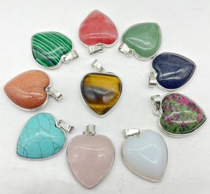 Подвесные ожерелья натуральный каменный камень Quartz Crystal Agate Turquoise Golden Silver Edging Charms Charms готовит 1 шт.