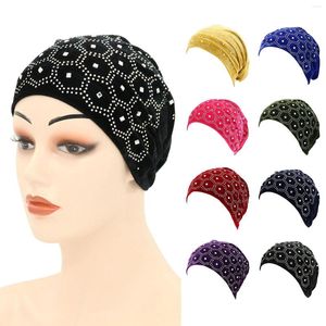 Cappellini da ciclismo da donna fascia elastica musulmana Hijab etnico tinta unita regolabile tappo piccolo tubo avvolto turbante con lacci fascia da allenamento