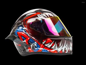 Full Face Motorcycle Helmets Venom Cool Design with Spoiler Tail, Fiberglass Headgear for Motocross Racing, DOT/ECE-R22 Certified, L/XL/XXL