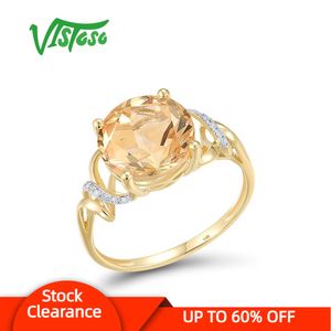 Anéis de casamento Vistoso genuíno 14K 585 Anel de ouro amarelo para mulheres Sparkling Diamond Citrine Citrine Atraente noivado Dalicate Jóias finas 230506