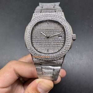 Популярность мужские наручные часы Ice Cz Diamond Watch Серебряная нержавеющая сталь оболочка с бриллиантовыми часами автоматические механические наручные часы