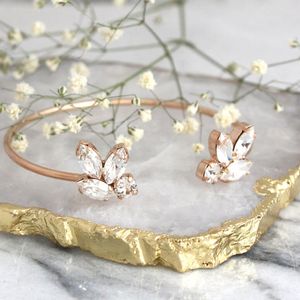 Pulseiras de casamento novas pulseiras de bracelete de zircão de folha de cristal jóia de abertura de joalheria