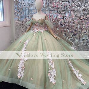 Principessa vestido de 15 anos Abito stile Quinceanera Applique floreale Abito da spettacolo per ragazze Abito da ballo Dolce 16 Abiti da ballo