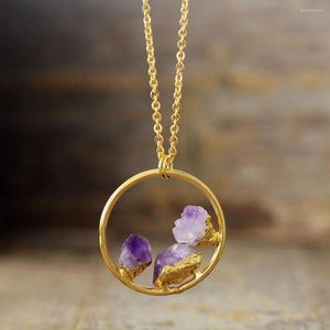 Pendant Necklaces Outstanding Natural Stones Round Women Exquisite Gold Plated Chain Necklace Jewelry Gifts Wholesale