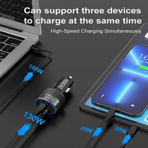 marbook usb c car charger fast charging macbook car laptop car charger 130W USB 3-port PD 100W MacBook laptop 30W Fast Charger for mobile phone