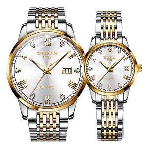 Armbandsur par klockor för älskare kvarts armbandsur mode företag titta på kvinnor män rostfritt stål med boxwristwatches