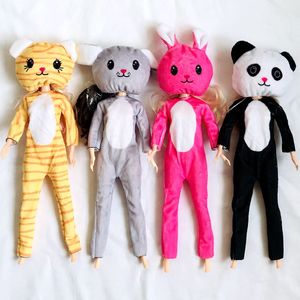 Kawaii artiklar barn leksaker mode docka kläder cartoontiger kanin panda ha djur modell outfit tillbehör för barbie diy spel