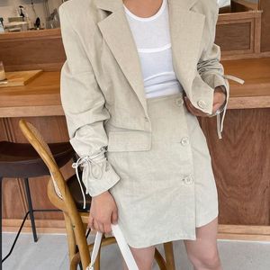 Work Dresses Korean Fashion Blazer Two Piece Set For Women Long Sleeve Short Coat Mini Skirts Sets Vintage Office Lady Casual Outfits