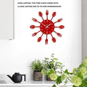 Relógios de parede Metal Clock Kitchen Modern Cutlery Home Improvement Space Economizando sem ruído Decoração da sala El Sweet Gift