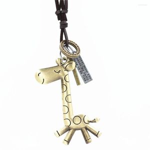 Kedjor dgw smycken giraffe charm halsband hängen kolye vintage läder halsband män collier femme drop