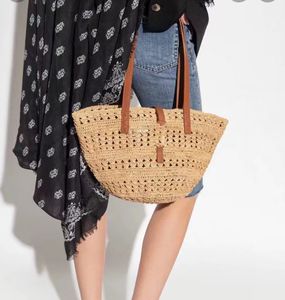 Summer New Beach Bag Straw Shopping Totes Retro Classic Khaki Color Raffia Famous Brand Designer Travel Vacation Sling Axel Väskor 2394