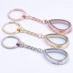 Chaveiros 5pc Keychain de cristal de lágrima para mulheres charme flutuante de água goteira de gotas de medalhas de gestão de jóias de jóias de jóias