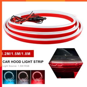 Ny Universal Car Hood LED Light Strip 12V 1,2m/1,5 m/1,8 m skanning Atmosfär Lamp dagtid Rinnande ljusdekorativa DRL -tillbehör