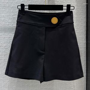 Damskie spodenki 23 Black Cotton Black Cotton Mase Pocket Pocket Gold Button High tali