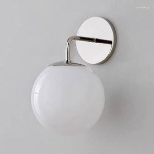 Wall Lamps Silver Light Bedroom Bedside Bathroom Milk White Glass Chrome Plated Staircase Retro Simple Room Decor