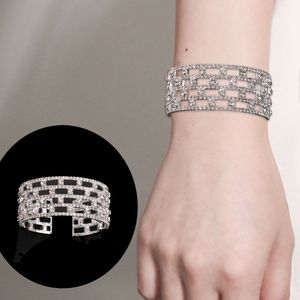 Braccialetti nuziali Bracciale estivo nuovo braccialetto geometrico con strass braccialetto sexy multistrato di lusso