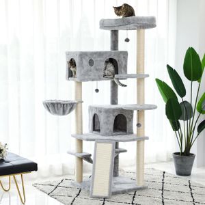 Scratchers 2022 Neues Design Luxus-Klettergerüst für große Katzen, mehrschichtiger Kratzbaum mit widerstandsfähigem Sisal-Katzenbaum, Kittern-Spielplatz