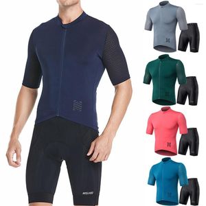 Set da corsa Arsuxeo Summer Cycling Jersey Set per uomo Pantaloncini Pro Abbigliamento da bicicletta Camicie aderenti e imbottitura ad alta densità