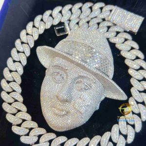 Pendanthalsband 18mm VVS Moissanite Iced Out Diamond Gold Color Sterling Sier Men Necklace Miami Cuban Link Chain