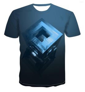 Camisetas masculinas 2023 T-shirt Trendy Camiseta geométrica Square Men's Simple Color Shirt 3d Cool Unique Printing S-6xl