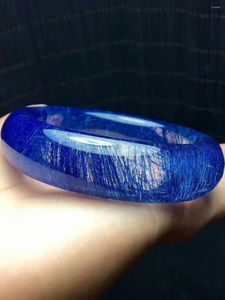 Bangle Genuine Blue Natural Rutilated Quartz Bracelets Women Lady Clear Crystal Fashion Inner Diameter 57mm