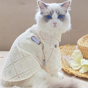 Sommar husdjur levererar hundkläder tunna schnauzer vårkläder teddy solskyddsmedel kläder marionett kattkläder transparent D2305076s