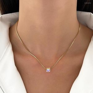 Pendant Necklaces Japanese And Korean Fashion Stainless Steel Necklace Transparent Colored Ball Clavicle Chain For Lady Sweet Jewelry Gift