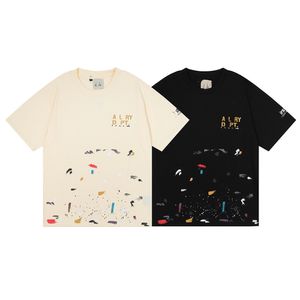 한정판 디자이너 티셔츠 2023 커플 Tees Street Wear 여름 패션 셔츠 Splashink 편지 인쇄 디자인 부부 짧은 슬리브