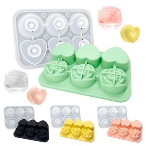 4/6 Cavity Rose Ice Cube Tray Heart Shape Silicone Ice Mold Jelly Pudding Ice Cream Mold Ice Ball Maker For Whiskey Cocktails Soda