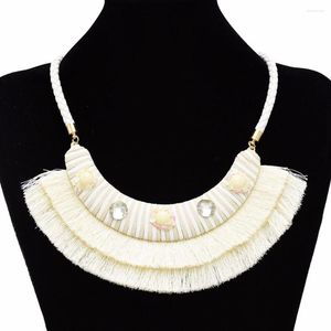 Hänge halsband turkiska tribal etnisk bomull tofs uttalande krage choker bib chunky halsband tråd fransad india zigenare party smycken smycken